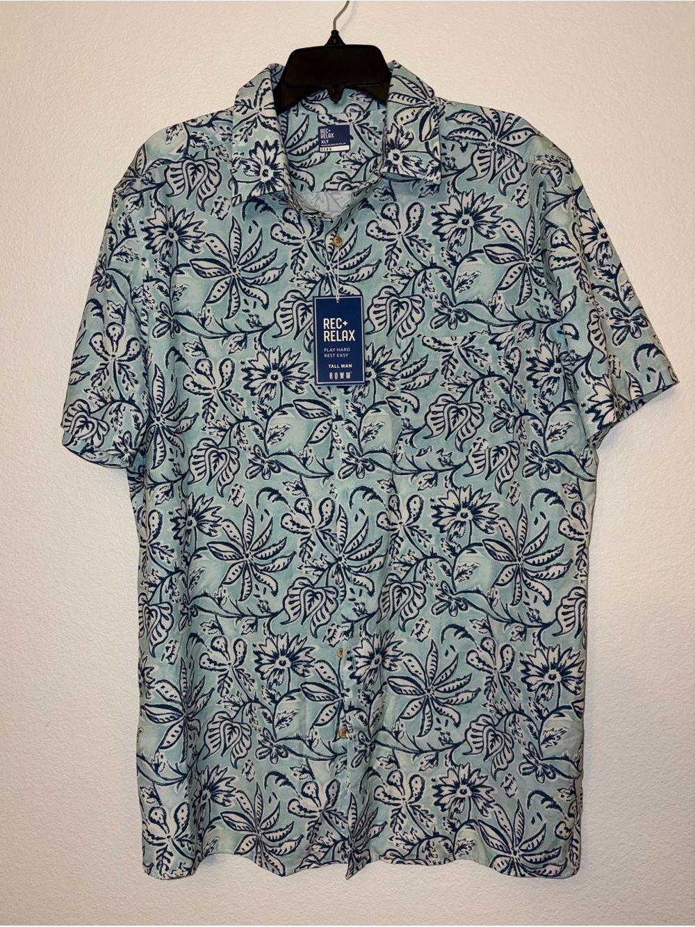 ROWM Rec + Relax Mens XLT Tall Short Sleeve Floral Hawaiian Tropical NWT